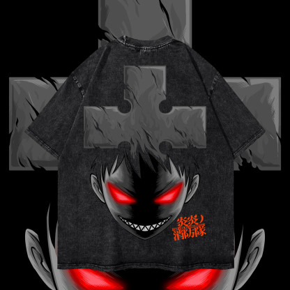 Shinra | Heavy Oversized Acid-Washed Unisex Anime T-Shirt