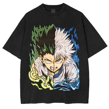 Gon and Killua Hunter x Hunter Anime Unisex Washed T-Shirt