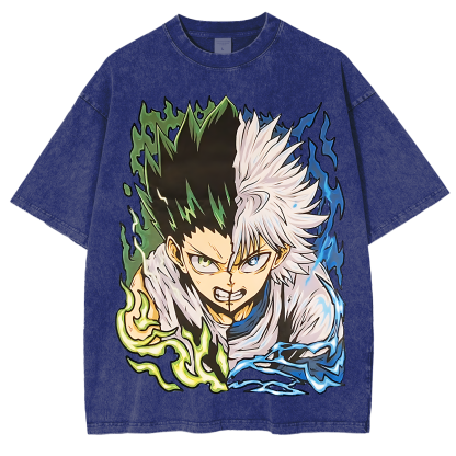 Gon and Killua Hunter x Hunter Anime Unisex Washed T-Shirt