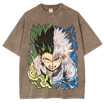Gon and Killua Hunter x Hunter Anime Unisex Washed T-Shirt