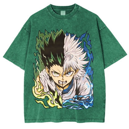 Gon and Killua Hunter x Hunter Anime Unisex Washed T-Shirt