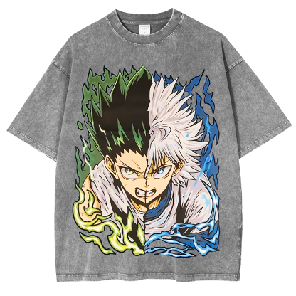 Gon and Killua Hunter x Hunter Anime Unisex Washed T-Shirt