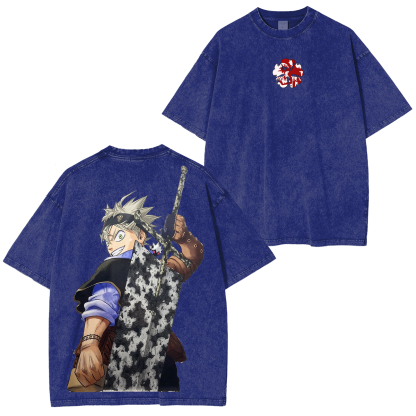 Asta x Black Bulls Black Clover Anime Unisex Washed T-Shirt