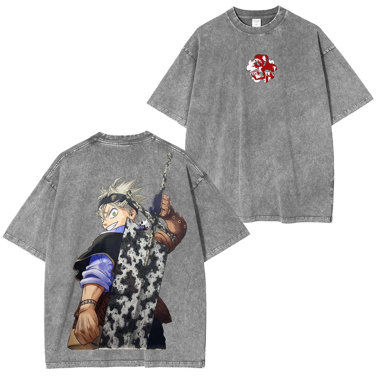 Asta x Black Bulls Black Clover Anime Unisex Washed T-Shirt