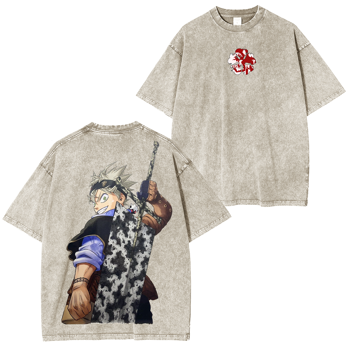 Asta x Black Bulls Black Clover Anime Unisex Washed T-Shirt