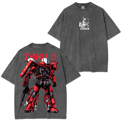 Gundam Mobile Suit Zaku II MS-065 - Gundam Anime Unisex Washed T-Shirt