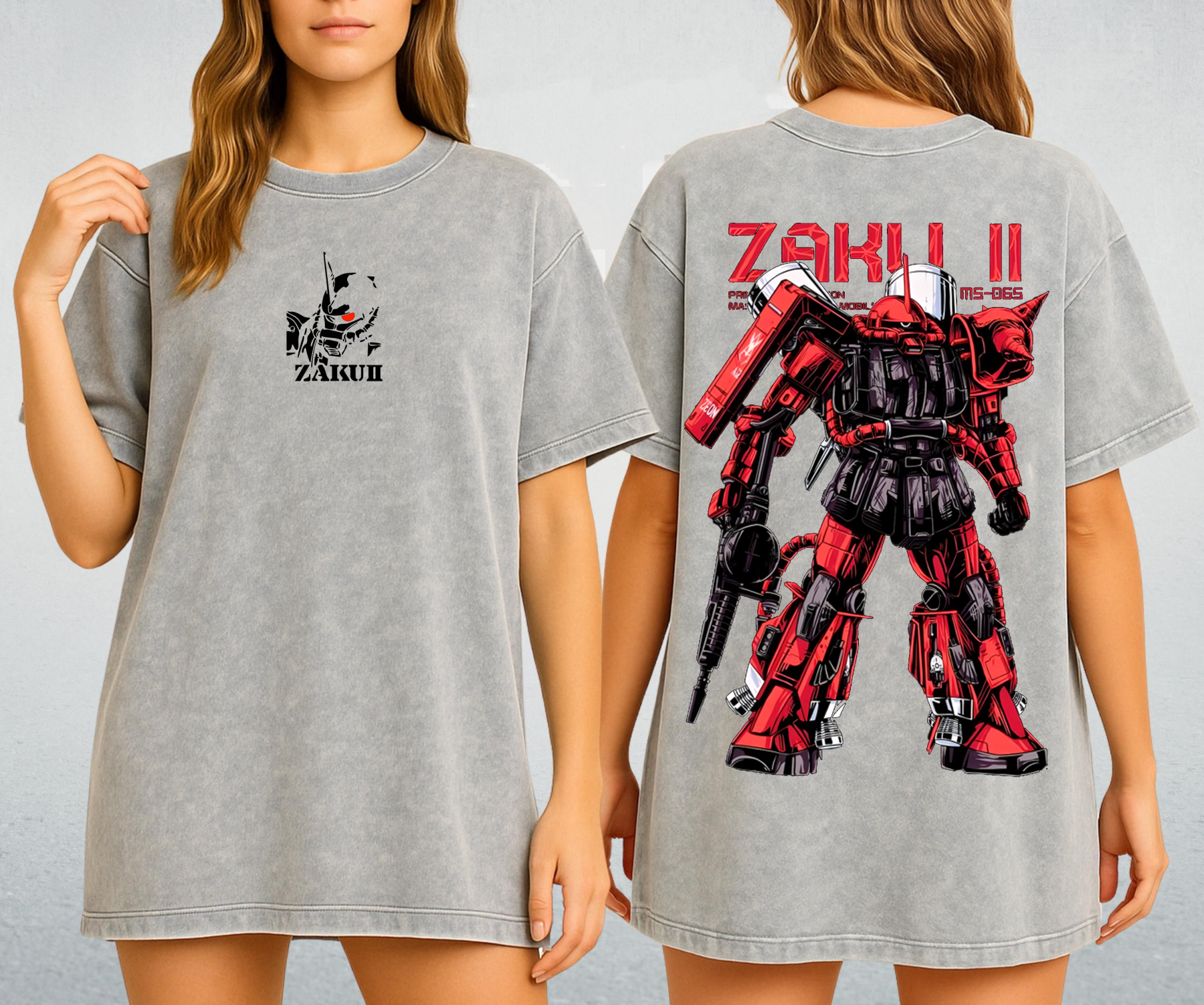 Gundam Mobile Suit Zaku II MS-065 - Gundam Anime Unisex Washed T-Shirt