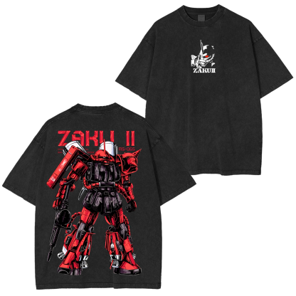 Gundam Mobile Suit Zaku II MS-065 - Gundam Anime Unisex Washed T-Shirt