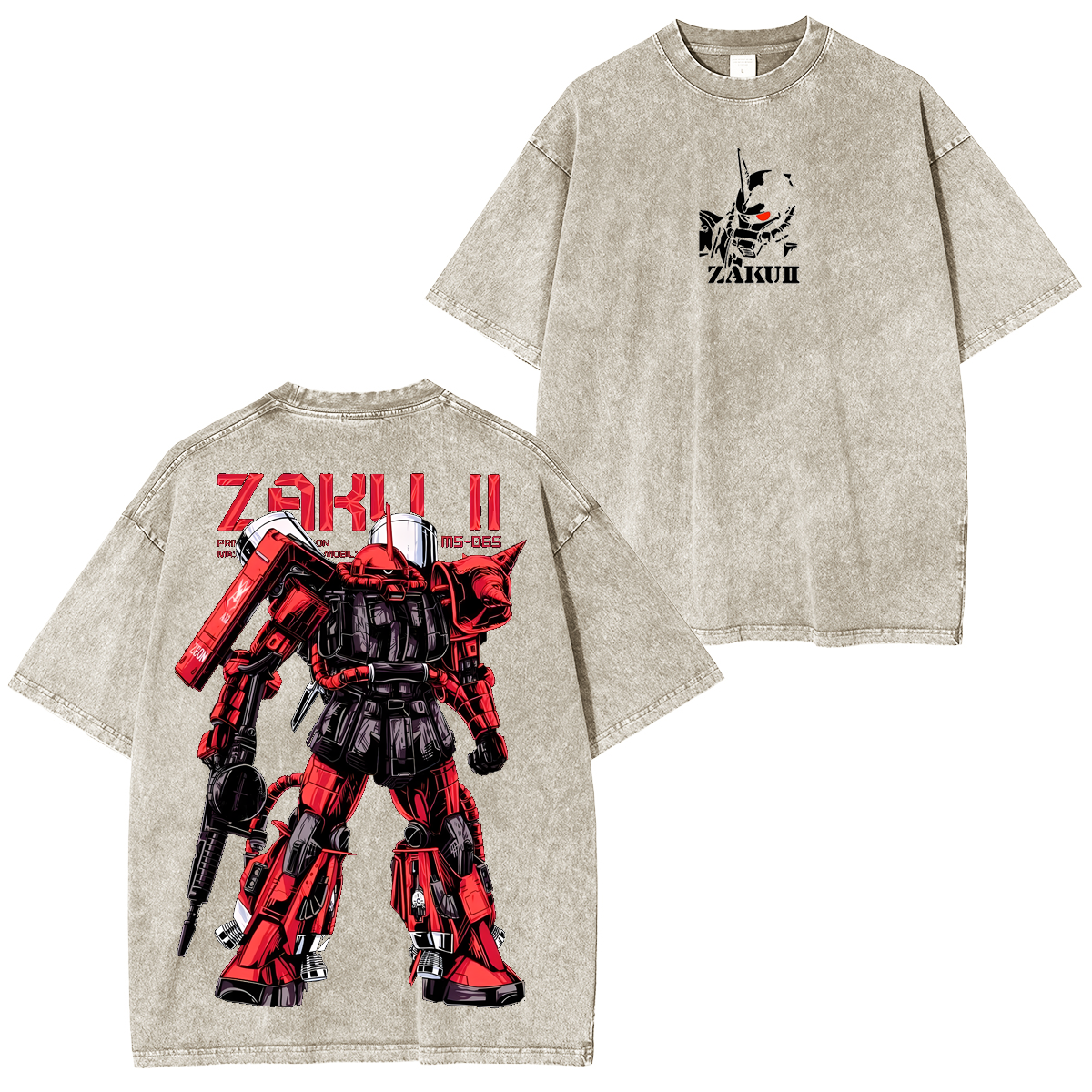 Gundam Mobile Suit Zaku II MS-065 - Gundam Anime Unisex Washed T-Shirt