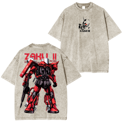 Gundam Mobile Suit Zaku II MS-065 - Gundam Anime Unisex Washed T-Shirt