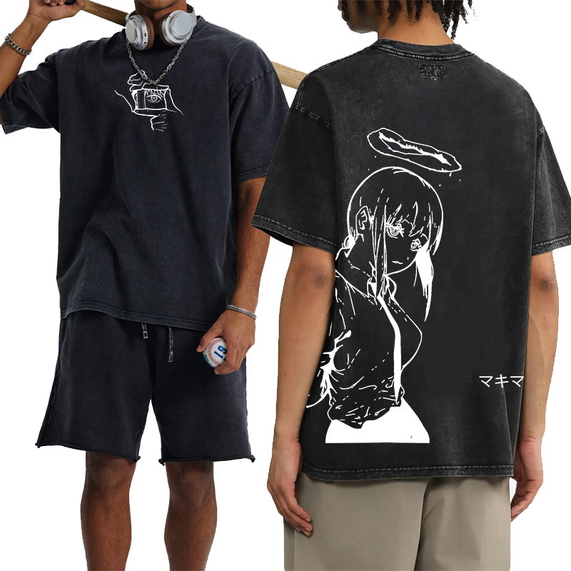 Makima Chainsaw Man Anime Unisex Washed T-Shirt