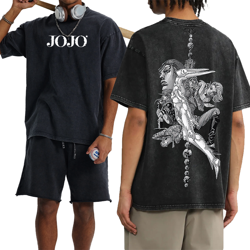 Vintage JOJO Bizarre Adventure Steel Ball Run  Unisex Washed T-Shirt