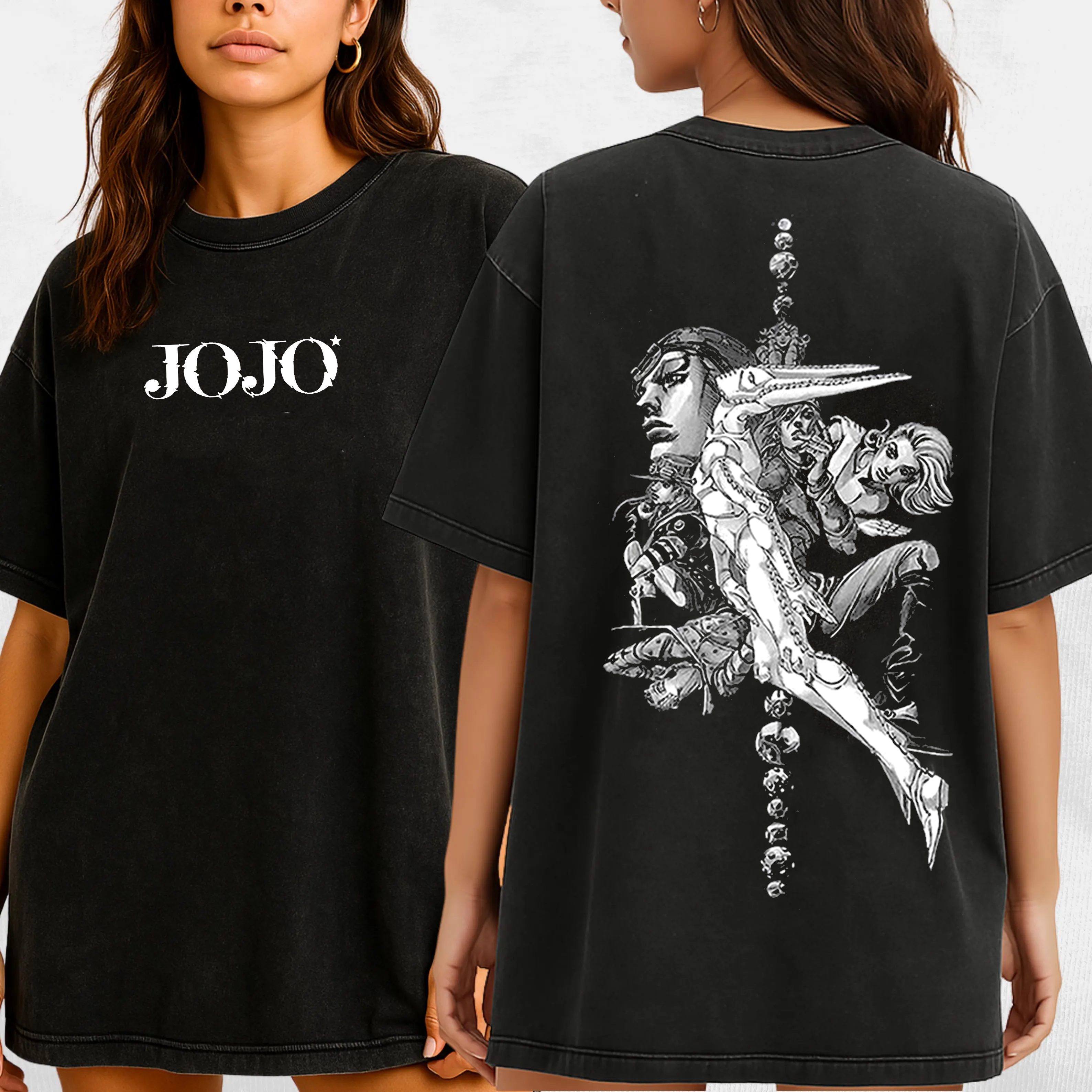 Vintage JOJO Bizarre Adventure Steel Ball Run  Unisex Washed T-Shirt