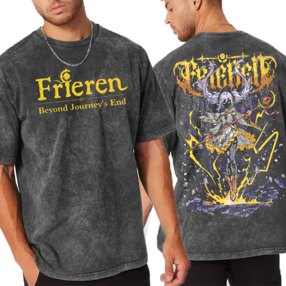 Frieren Beyond Journeys End Elf Anime Unisex Washed T-Shirt