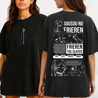 Frieren Anime Unisex Washed T-Shirt