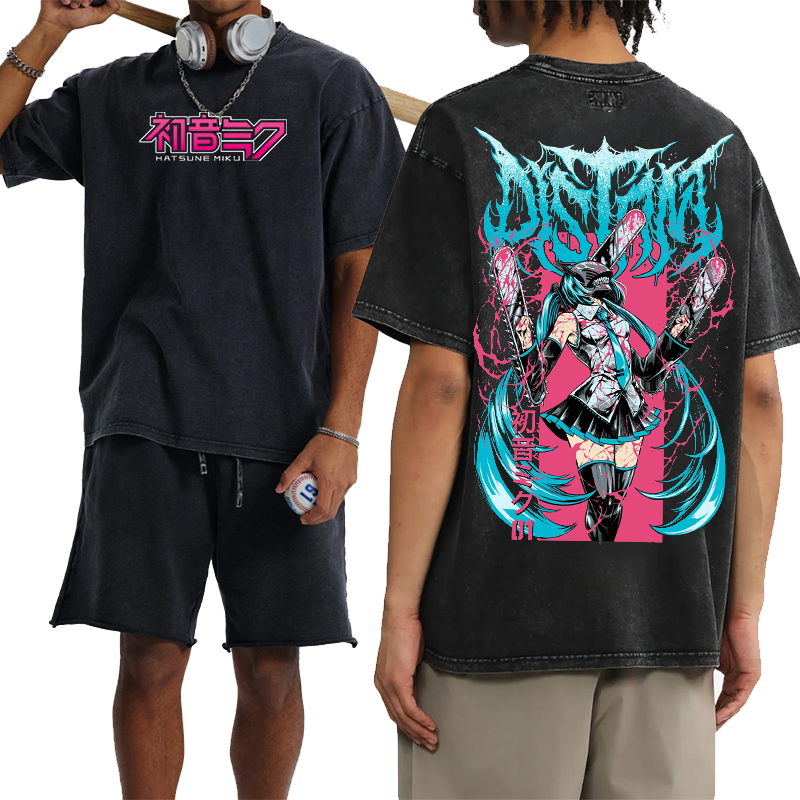 Chainsaw Miku Unisex Washed T-Shirt