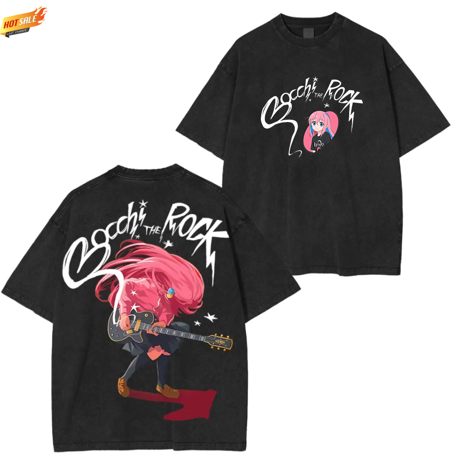Bocchi The Rock Music Anime Unisex Washed T-Shirt