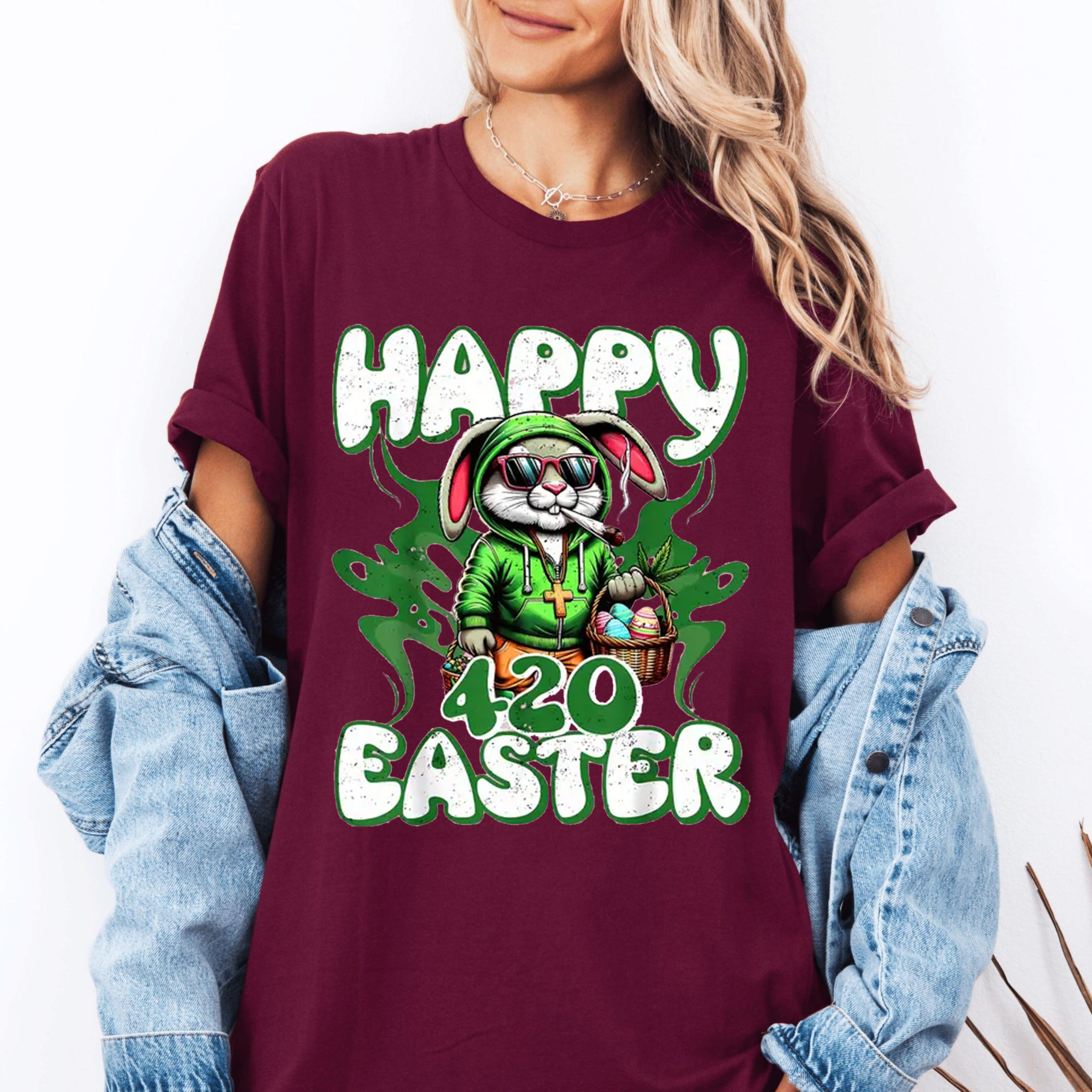 Happy 420 Easter Funny Smoking Easter Bunny T-Shirt