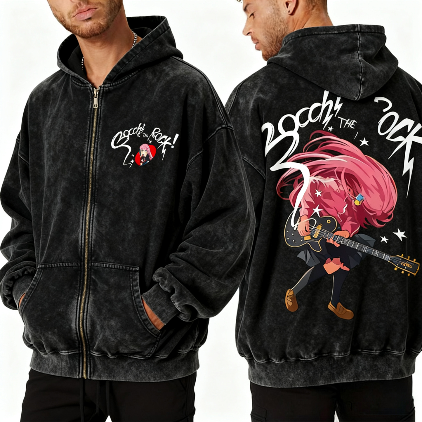 Bocchitherock Unisex Washed Zip Up Hoodie