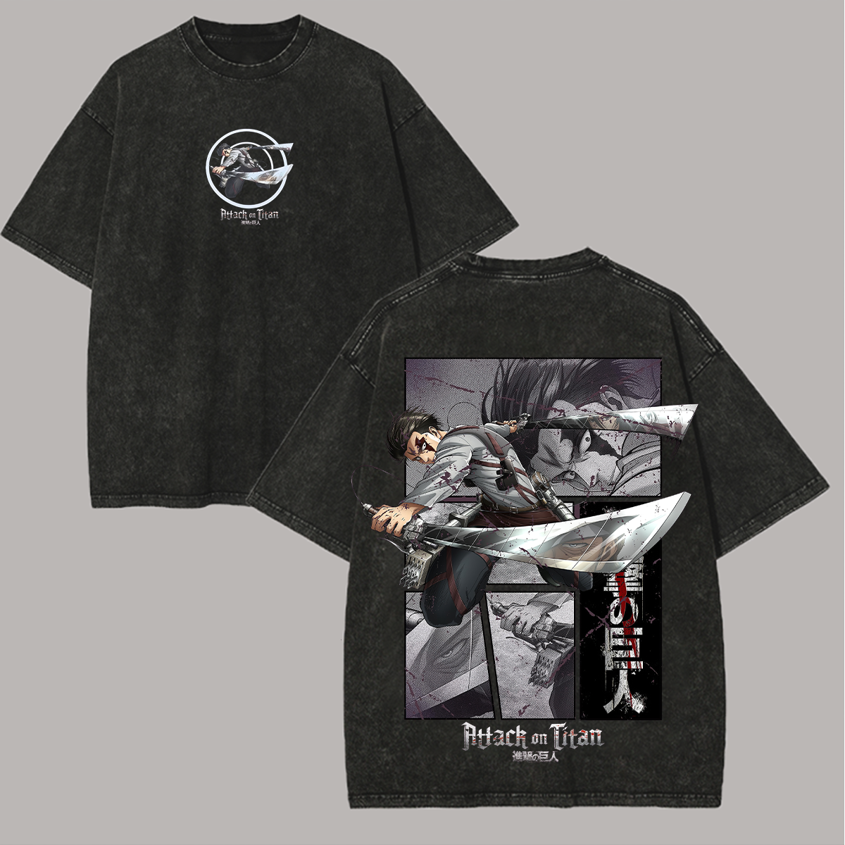 Attack On Titan Printed Unisex Washed T-Shirt 5431231