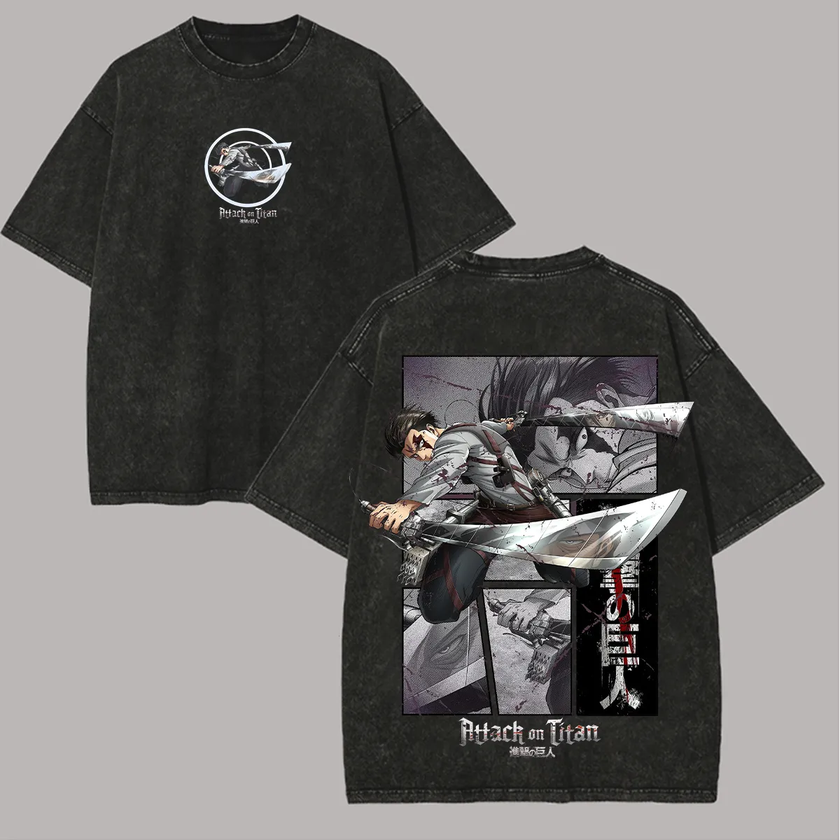 Attack On Titan Printed Unisex Washed T-Shirt 5431231