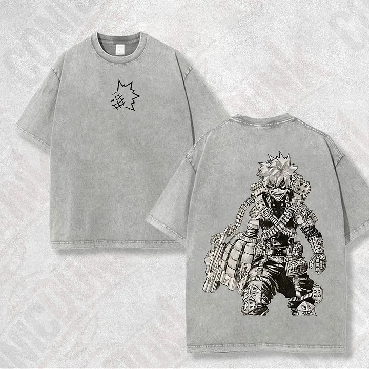 Bakugo Katsuki Printed Men's Washed T-Shirt