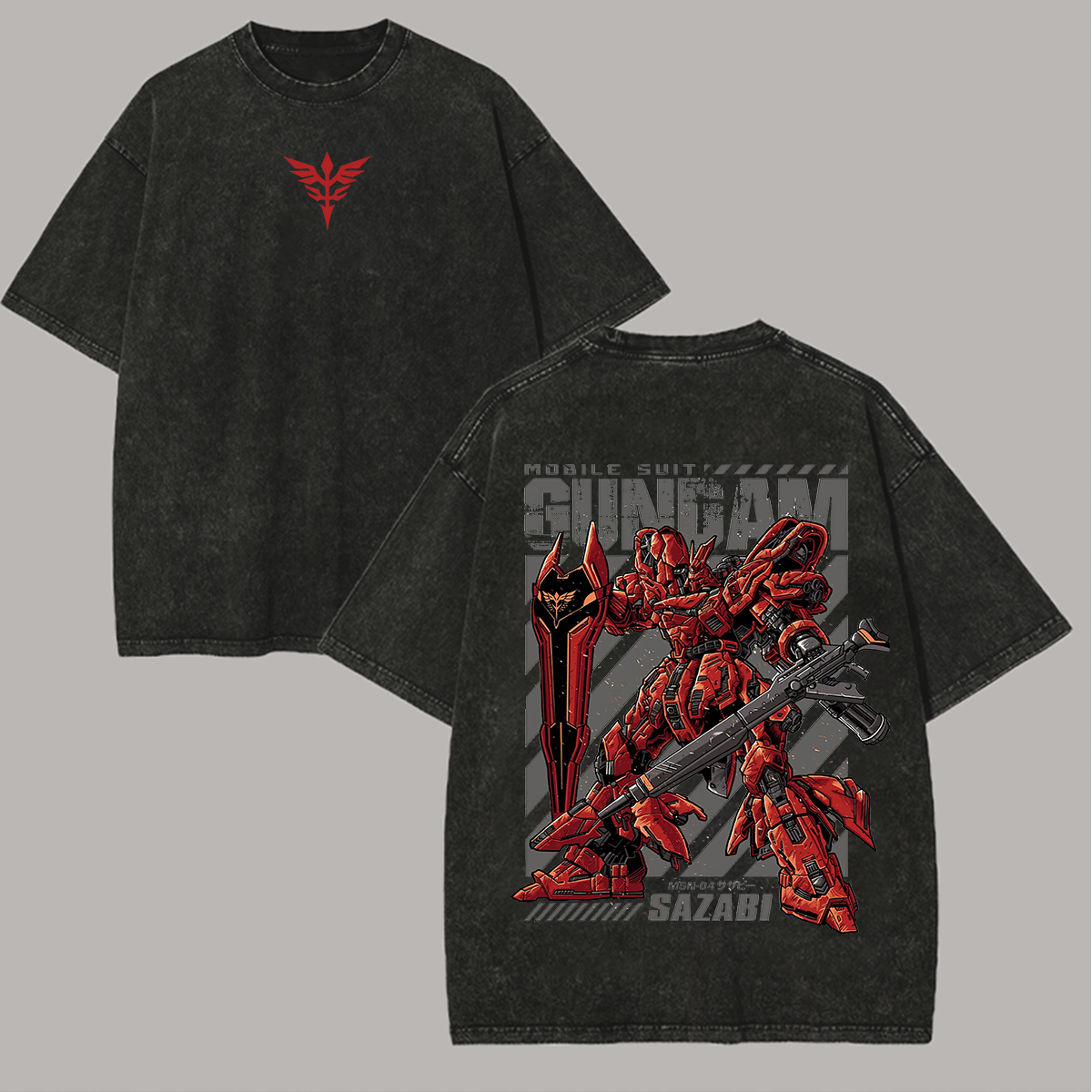 Mobile Suit Gundam Printed Unisex Washed T-Shirt