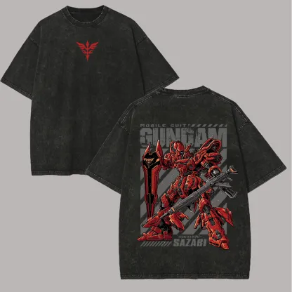 Mobile Suit Gundam Printed Unisex Washed T-Shirt
