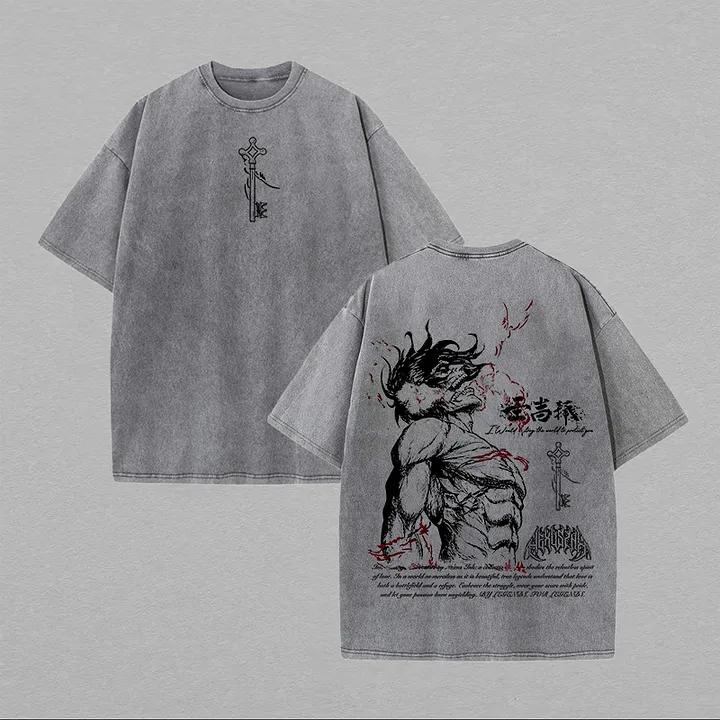 Attack on Titan Printed Unisex Washed T-Shirt