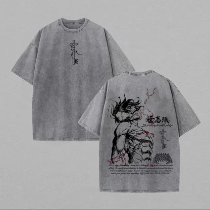 Attack on Titan Printed Unisex Washed T-Shirt