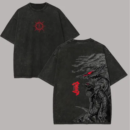 Berserk Guts Printed Unisex Washed T-Shirt