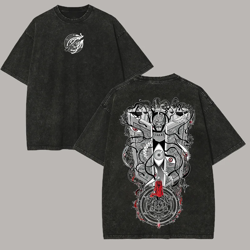 Full Metal Alchemist Printed Unisex Washed T-Shirt