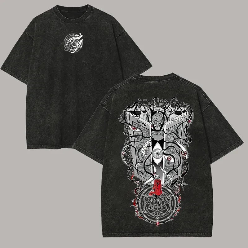 Full Metal Alchemist Printed Unisex Washed T-Shirt