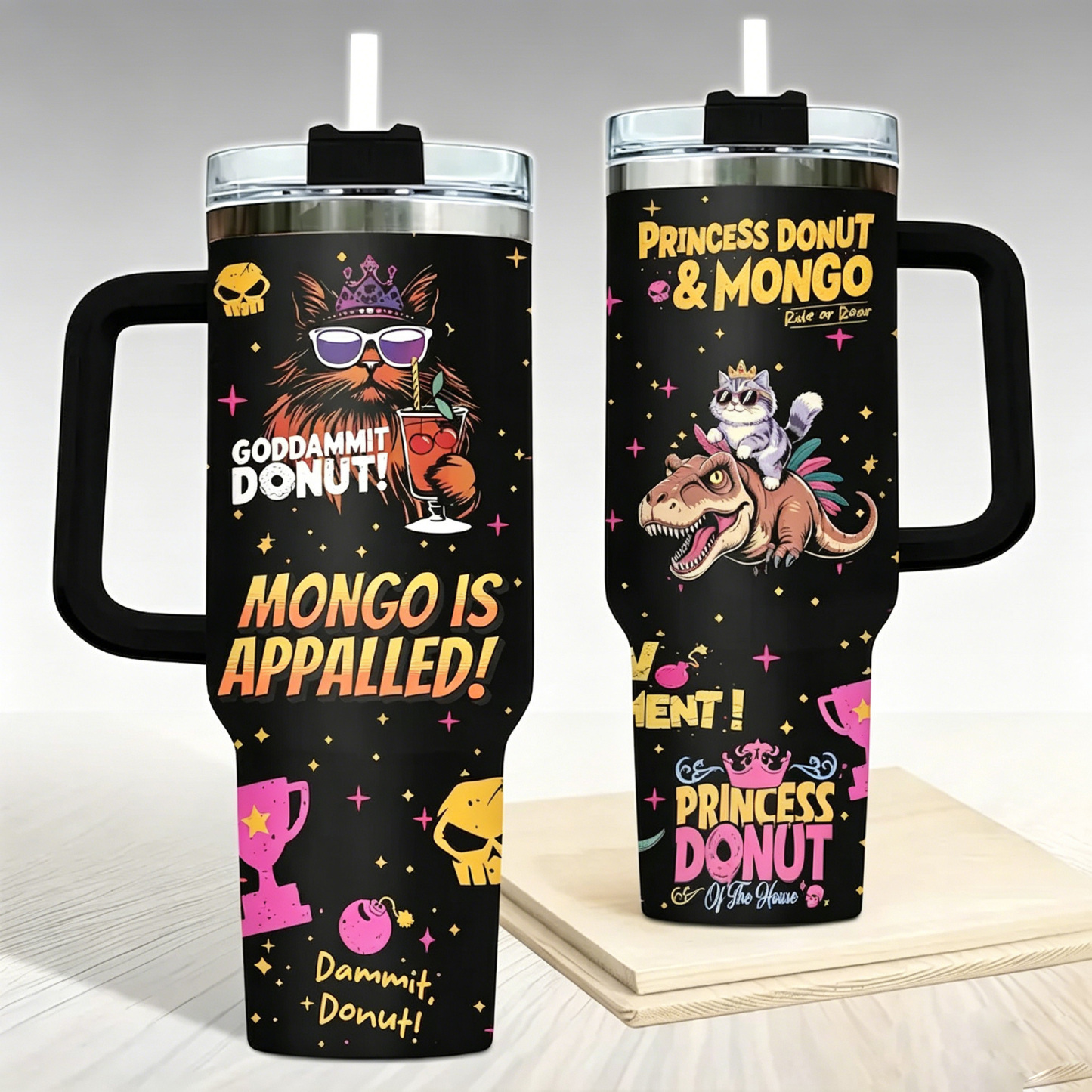 Princess Donut And Mongo 40oz Tumbler, Dungeon Crawler Carl Stainless Tumbler