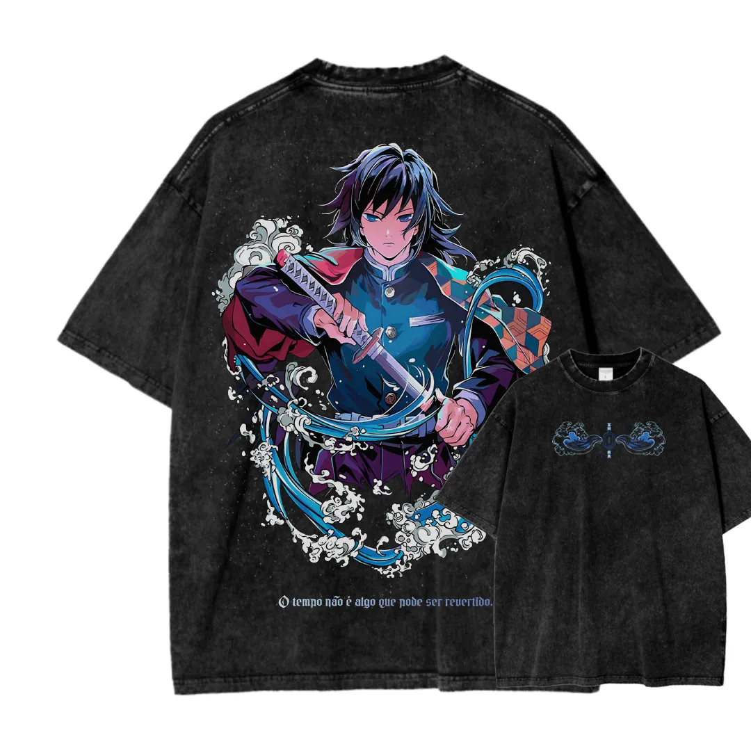 Demon Slayer Tomioka Giyuu Unisex Fit Washed T-Shirt 2504004056