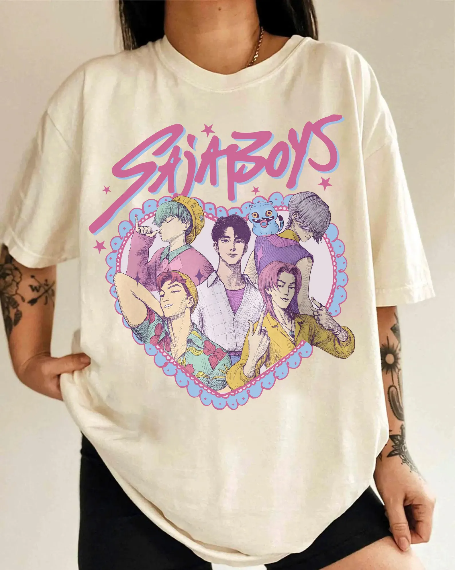 Retro SajaBoys Kpop Demon Hunters T-Shirt
