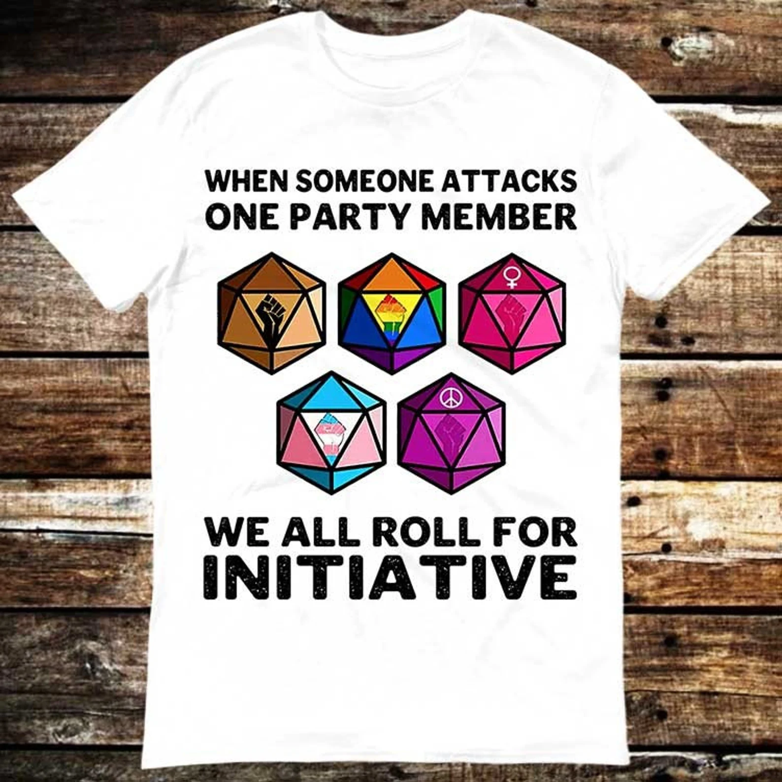 When Someone Attacks One Party Member We All Roll For Initiative T Shirt Meme Gift Funny Tee Vintage Style Unisex Gamer Movie Music 6122