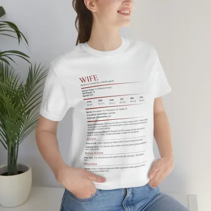 D&D Wife Stat Block Shirt | Dungeons and Dragons Short-Sleeve Unisex T-Shirt