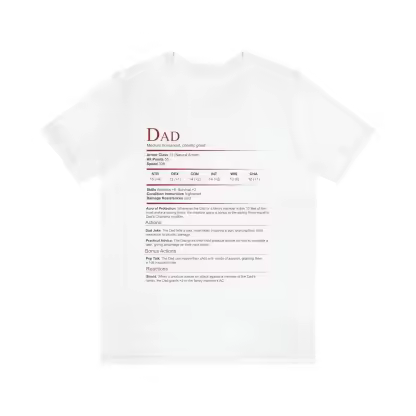 DnD Dad Shirt, Dad Stat Block Tshirt