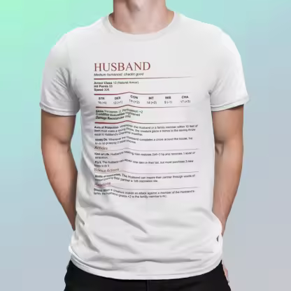 D&D Husband Stat Block Shirt | Dungeons and Dragons T-Shirt