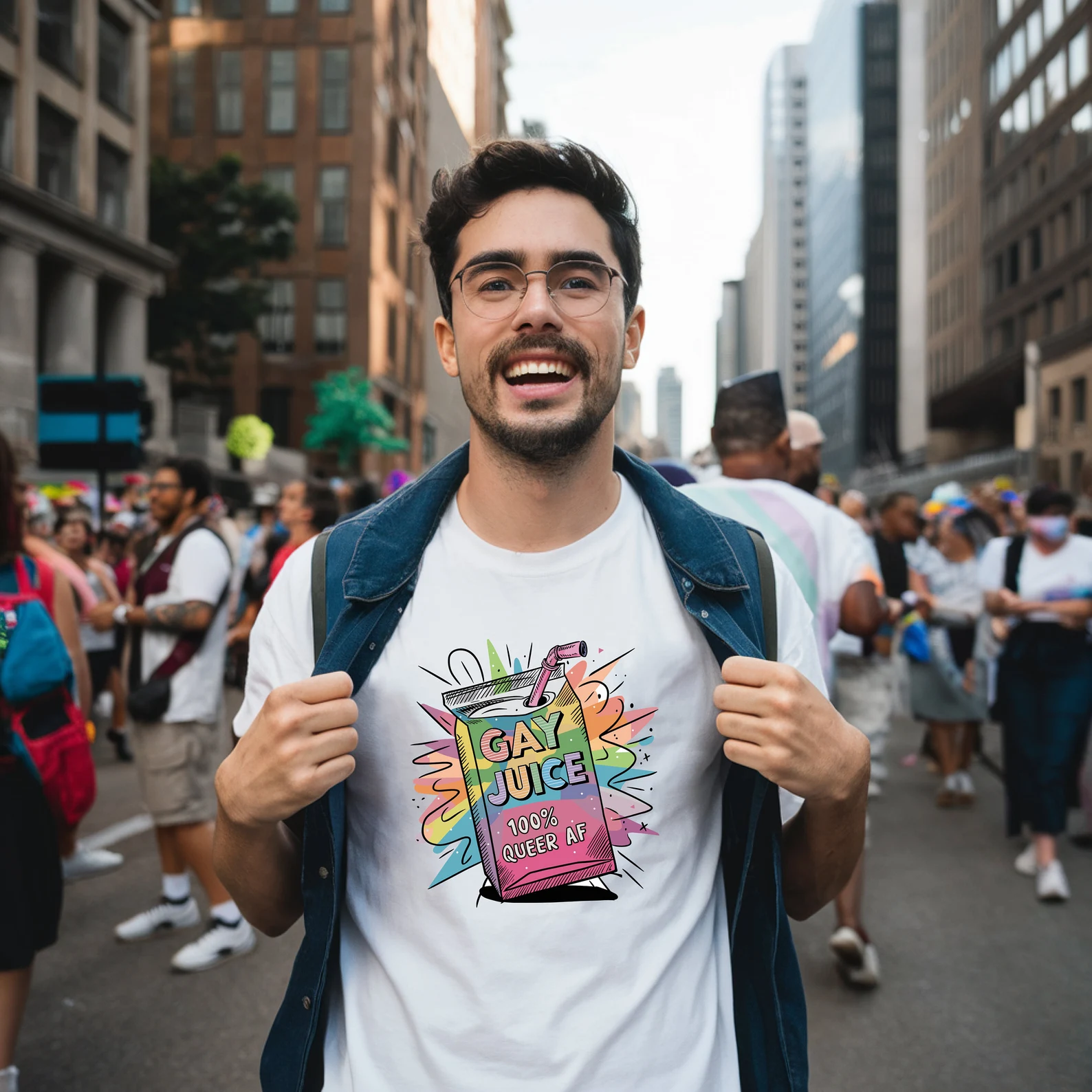 Gay juice 100% Queer AF Fun Pride T-shirt