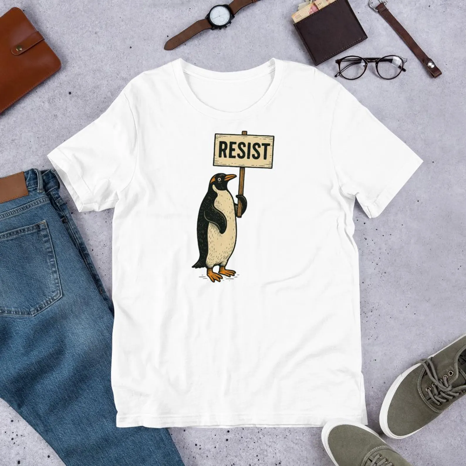 Rebel Gentoo Penguins RESIST Anti-Tariff Protest Unisex t-shirt