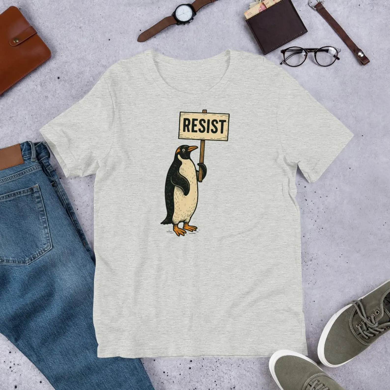 Rebel Gentoo Penguins RESIST Anti-Tariff Protest Unisex t-shirt