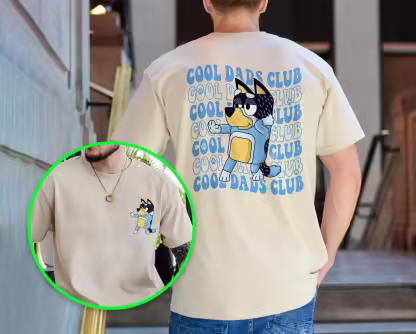 Bluey T-shirts from Cool Dad Club, Father's Day gift T-shirts