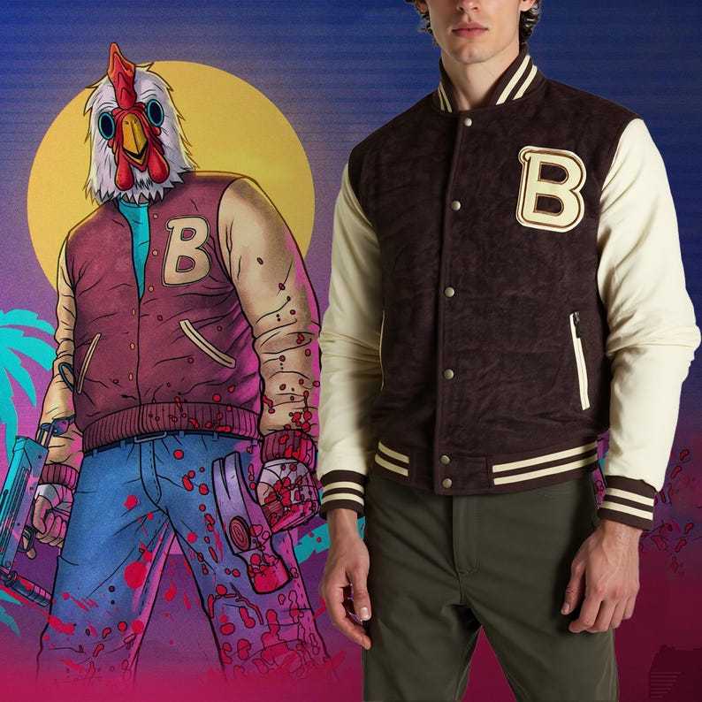 Hotline Miami Flight Brown Varsity Bomber Jacket