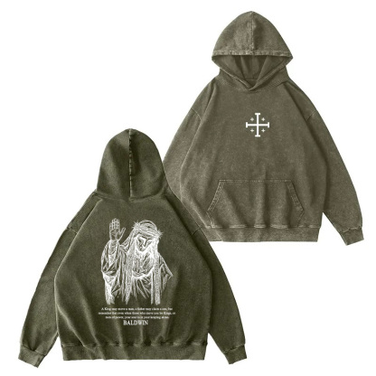 Baldwin IV never gave in to illness King of Jerusalem Unisex Washed Zip Up Hoodie