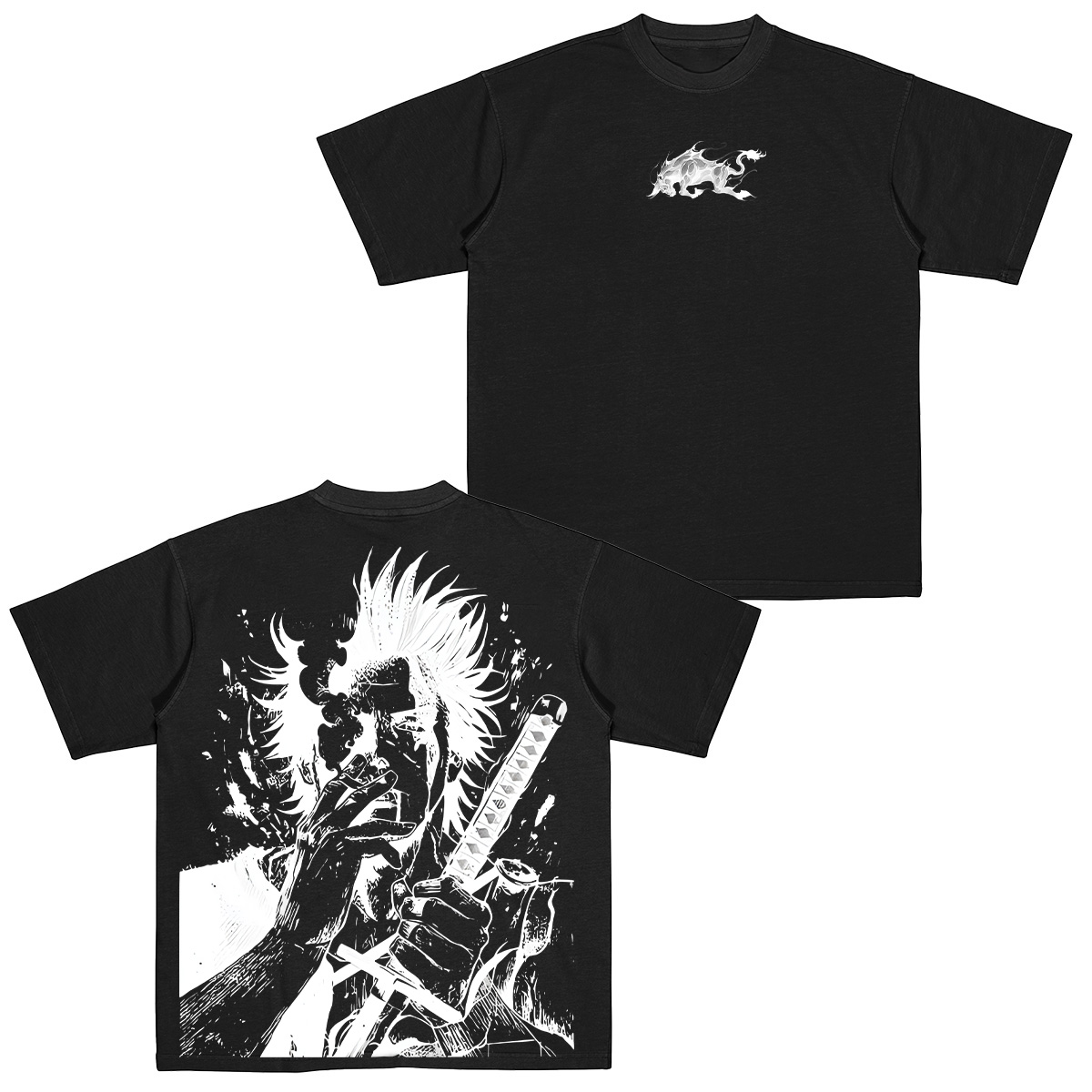 Yami Sukehiro x Black Bulls Black Clover Anime Double PrintedVintage Washed Tee Unisex T-shirt