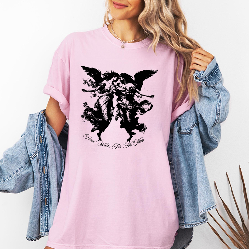Vintage Dark Angel Time Waits For No Man Oversized T-shirt/Crewneck/Hoodie