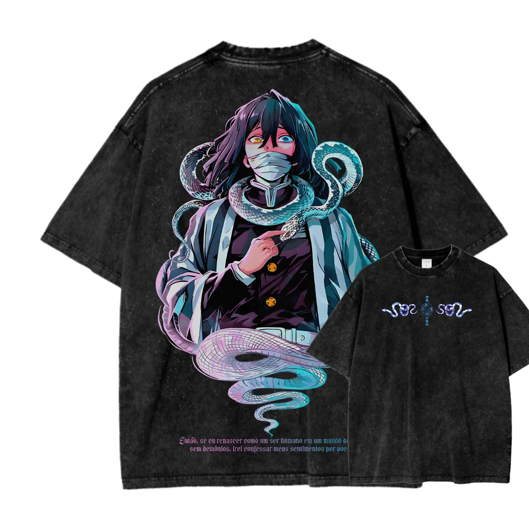 Demon slayer Iguro Obanai Unisex Fit Washed T-Shirt 2504004052