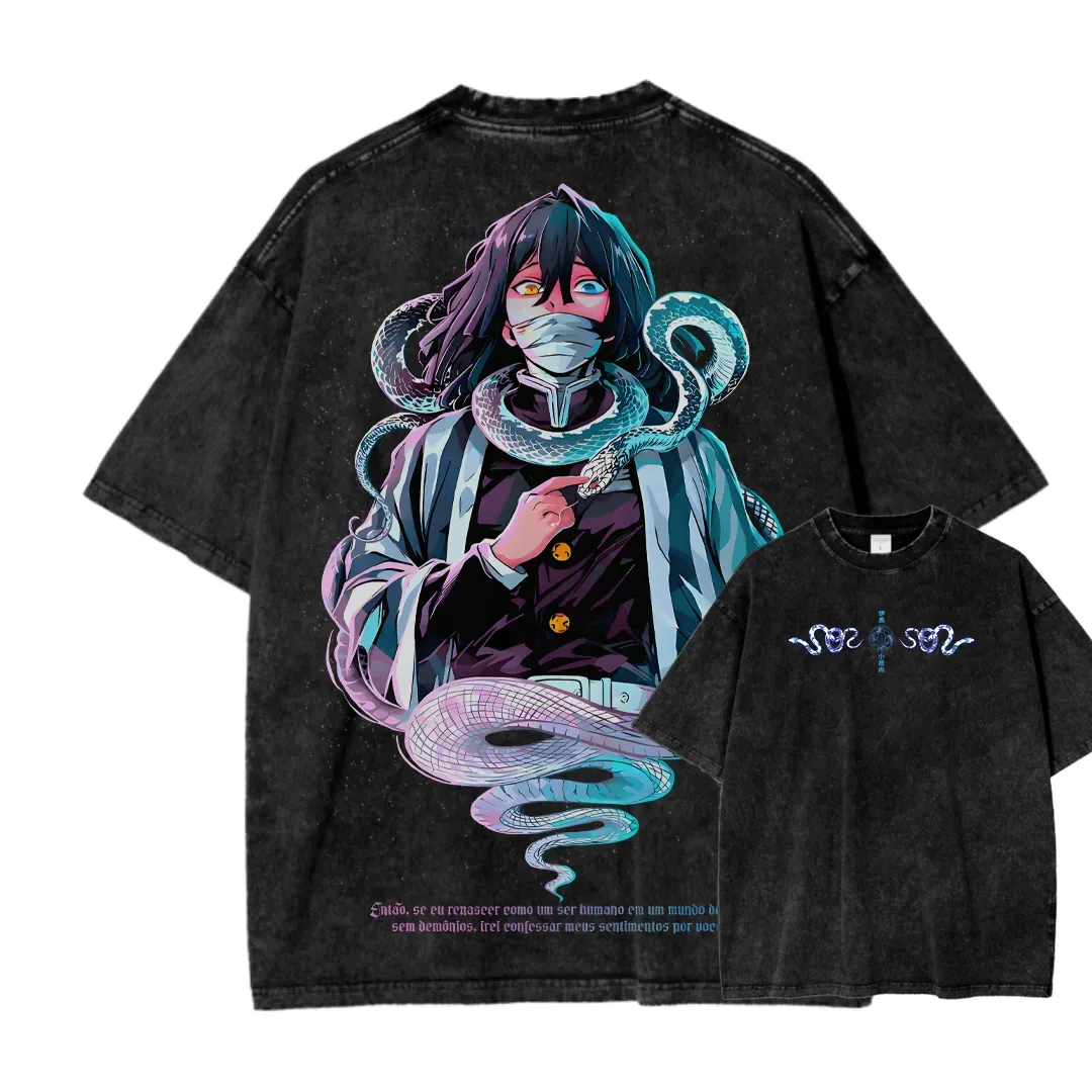 Demon slayer Iguro Obanai Unisex Fit Washed T-Shirt 2504004052